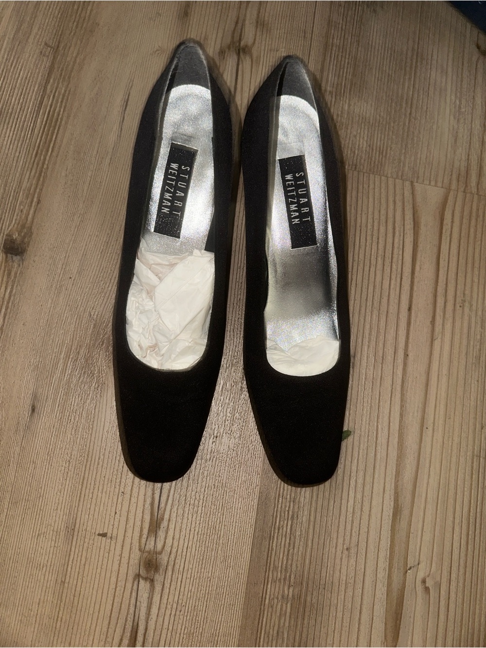 Stuart Weitzman Black  Square-Toe Pumps